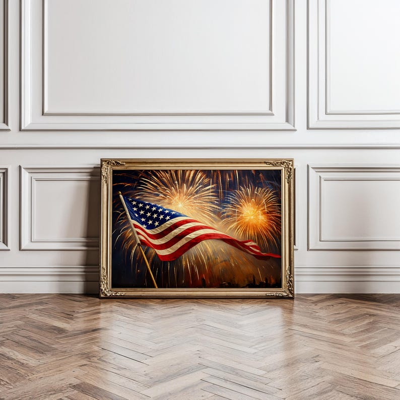 Vintage American Flag Painting