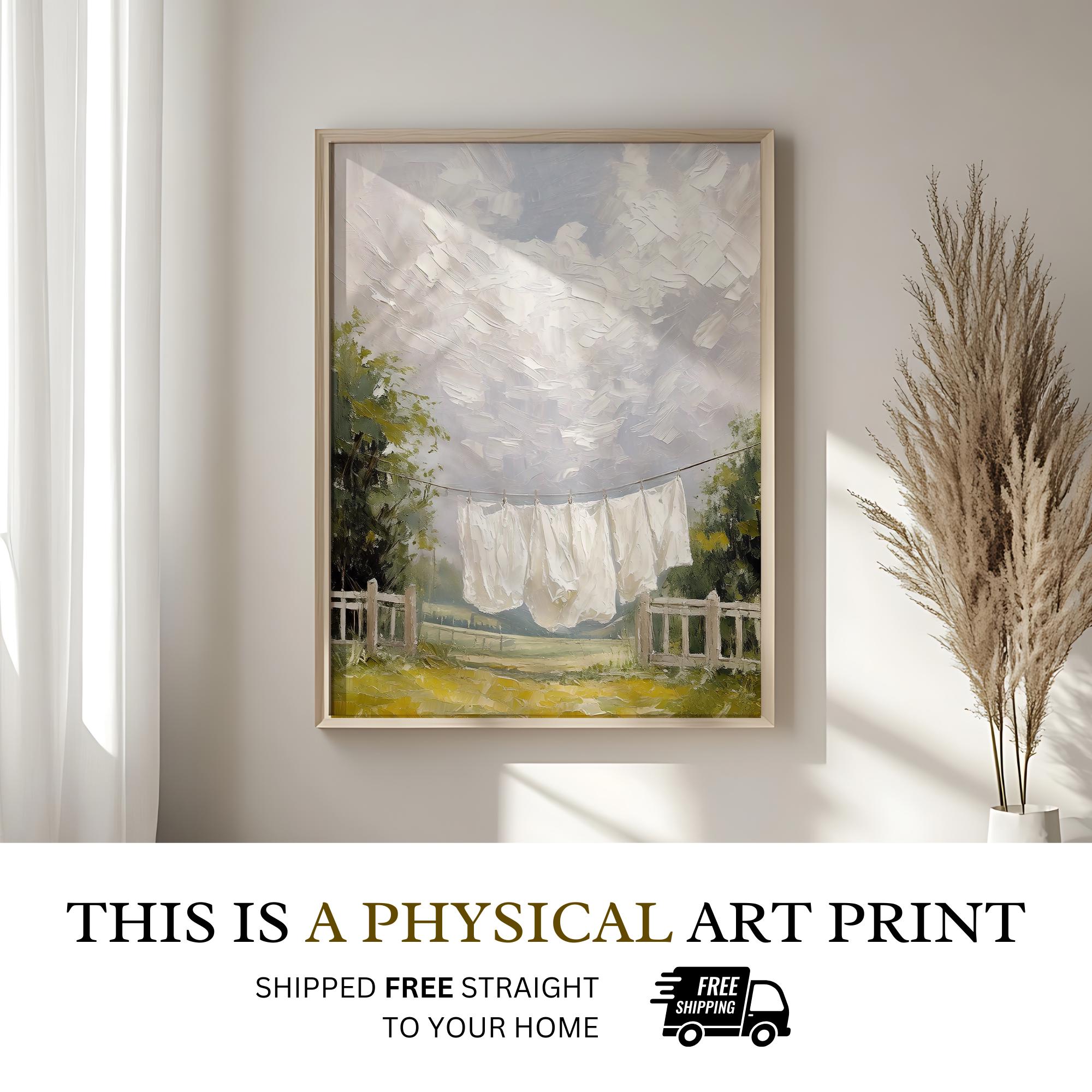 Farmhouse Laundry Room Art Print | Vintage Clothesline Wall Decor ...