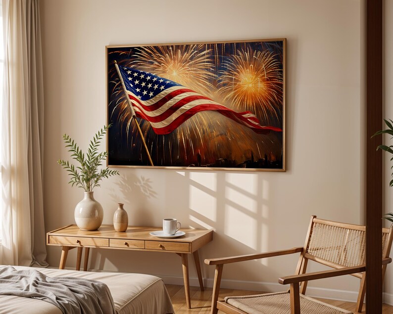 Vintage American Flag Painting