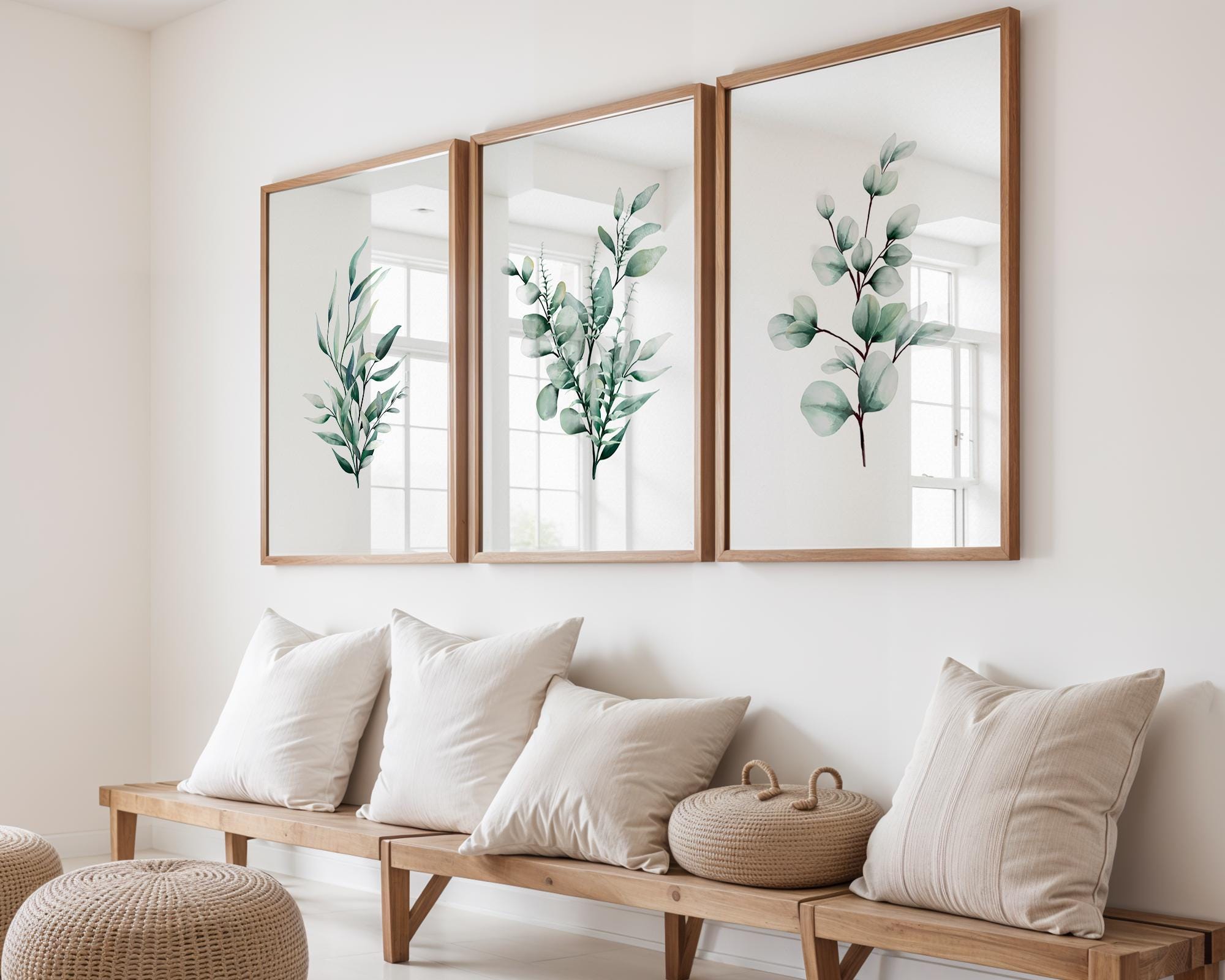 Watercolor Eucalyptus Print Set of 3 | Botanical Wall Art Triptych ...