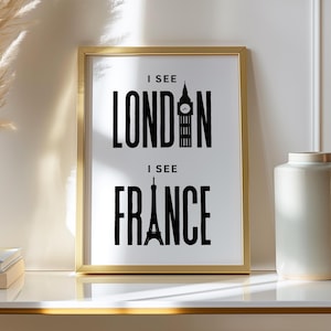 Funny Bathroom Decor | I See London I See France Wall Art | Humorous Toilet Sign | Funny Powder Room Print