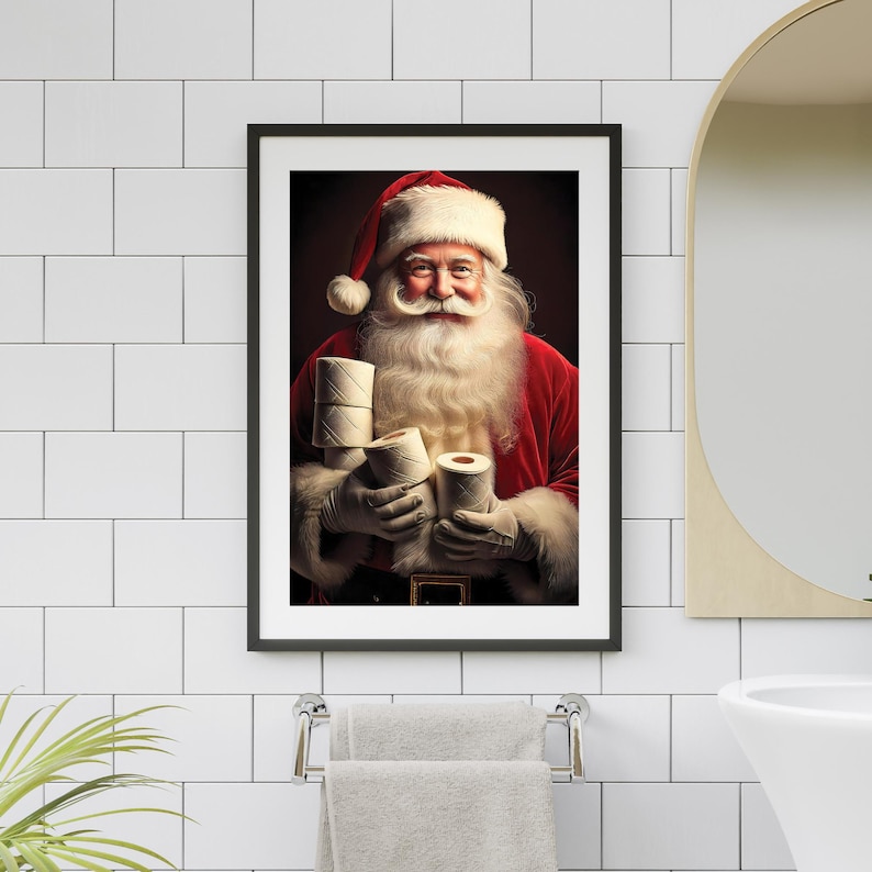 Funny Santa Bathroom Art
