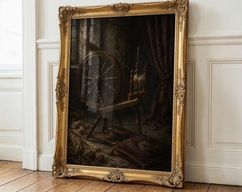 Quadro con ruota magica / Quadro da parete della Bella Addormentata / Decorazione con libri classici / Collezione di quadri letterari / Decorazione da parete ispirata ai libri di fiabe