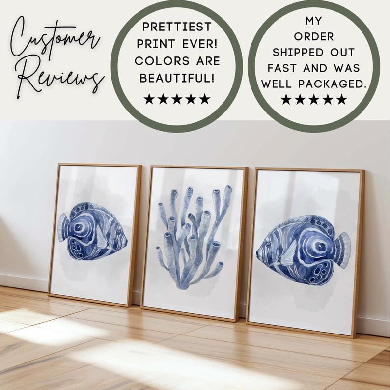 Navy Blue Fish and Coral Wall Art Reviews