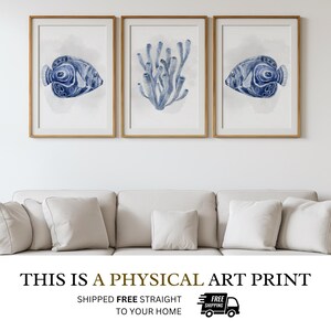 Physical Print: Navy Blue Fish and Coral Wall Art