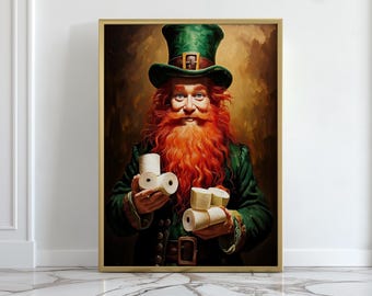 Divertida lámina de duende para el baño / Arte de humor escatológico para el Día de San Patricio / Póster divertido para el baño