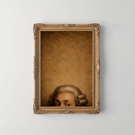 Funny Peeping Tom Bathroom Art Print | Quirky Above Toilet Painting | Colonial Era Bathroom Poster | Humorous Powder Room Artwork