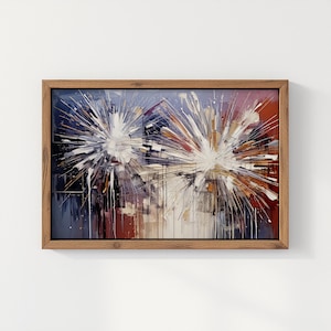 Firework Painting | Fourth of July Decorations | Independence Day Artwork | 4th of July Fireworks Wall Print