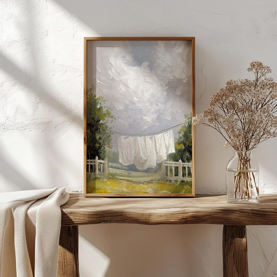 Farmhouse Laundry Room Art Print | Vintage Clothesline Wall Decor ...