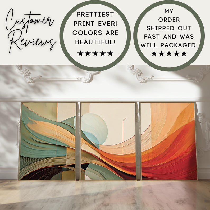 Abstract Earthtone Calming Wall Art Set of 3 Reviews