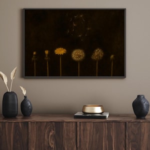 Moody Cottagecore Dandelion Painting