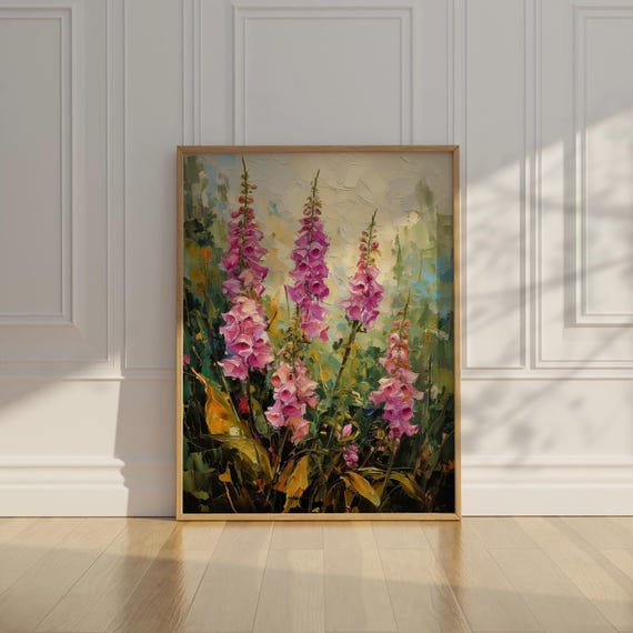 Pink Wildflower Foxglove Wall Art | Artful Pink Flower Poster | Cottagecore Wall Prints