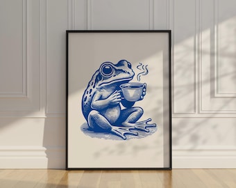 Vintage Frog Wall Art | Retro Frog Print | Eclectic Animal Poster | Cottagecore Decor | Dorm Room Wall Art
