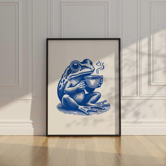 Vintage Frog Wall Art | Retro Frog Print | Eclectic Animal Poster | Cottagecore Decor | Dorm Room Wall Art