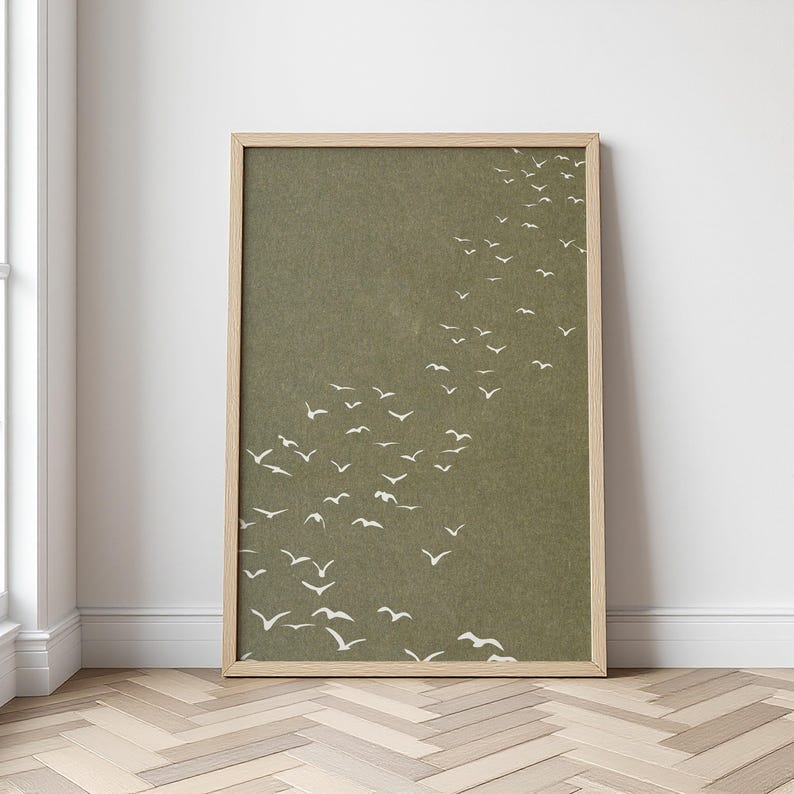 Flock of Birds Olive Print