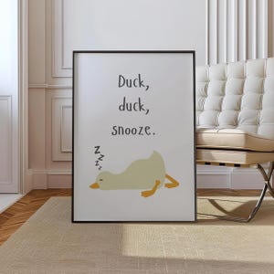 Póster de pato durmiendo / Impresión de guardería de pato durmiendo / Lindo tema de ganso para arte de pared de guardería