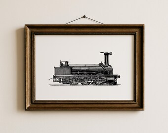 Vintage Steam Train Nursery Wall Art | Black and White Locomotive Print for Boys Room | Train Lover Decor | Railroad Poster Gift