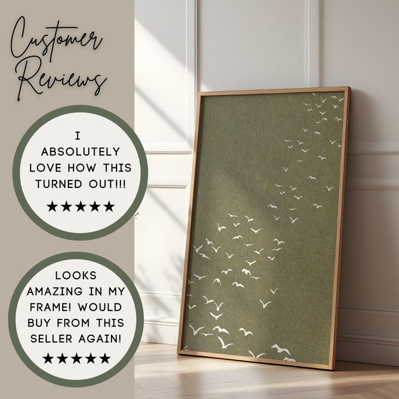Flock of Birds Olive Print Reviews