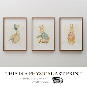 Peter Rabbit and Flopsy Watercolor Nursery Art Printed and Shipped