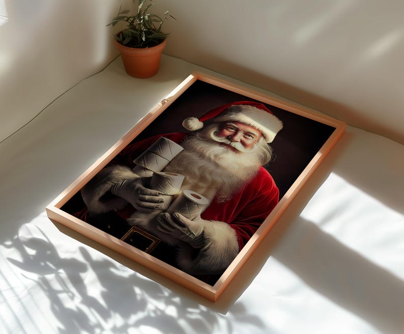 Funny Santa Bathroom Art