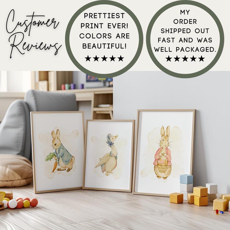 Peter Rabbit and Flopsy Watercolor Nursery Art Reviews