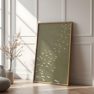 Flock of Birds Olive Print