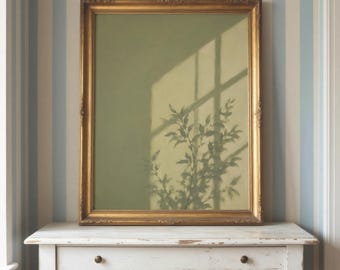 Plant Shadow Wall Art Print | Minimalist Botanical Decor | Neutral Sage Artwork | Modern Shadow Photography | Japandi Home Decor