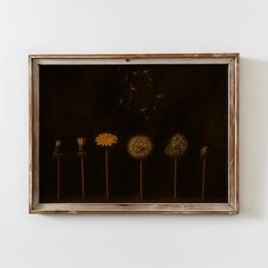 Moody Cottagecore Dandelion Painting