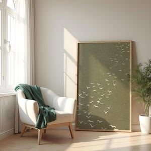Flock of Birds Olive Print