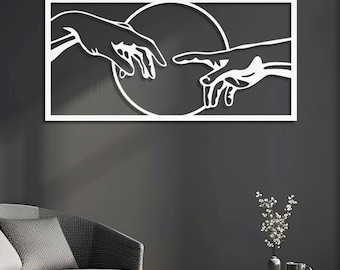 Die Erschaffung Adam Stahlschild • Religiöse Metallwandkunst • Christliche Glaube Wanddekoration • Wandbehang Geschenke • Minimalistische Weihnachtskunstwerk