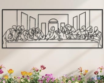 Das letzte Abendmahl Stahlschild • Religiöse Metallwand • Christlicher Glaube Wanddekor • Wandbehang Geschenkideen • Leonardo Da Vinci Kunstwerk
