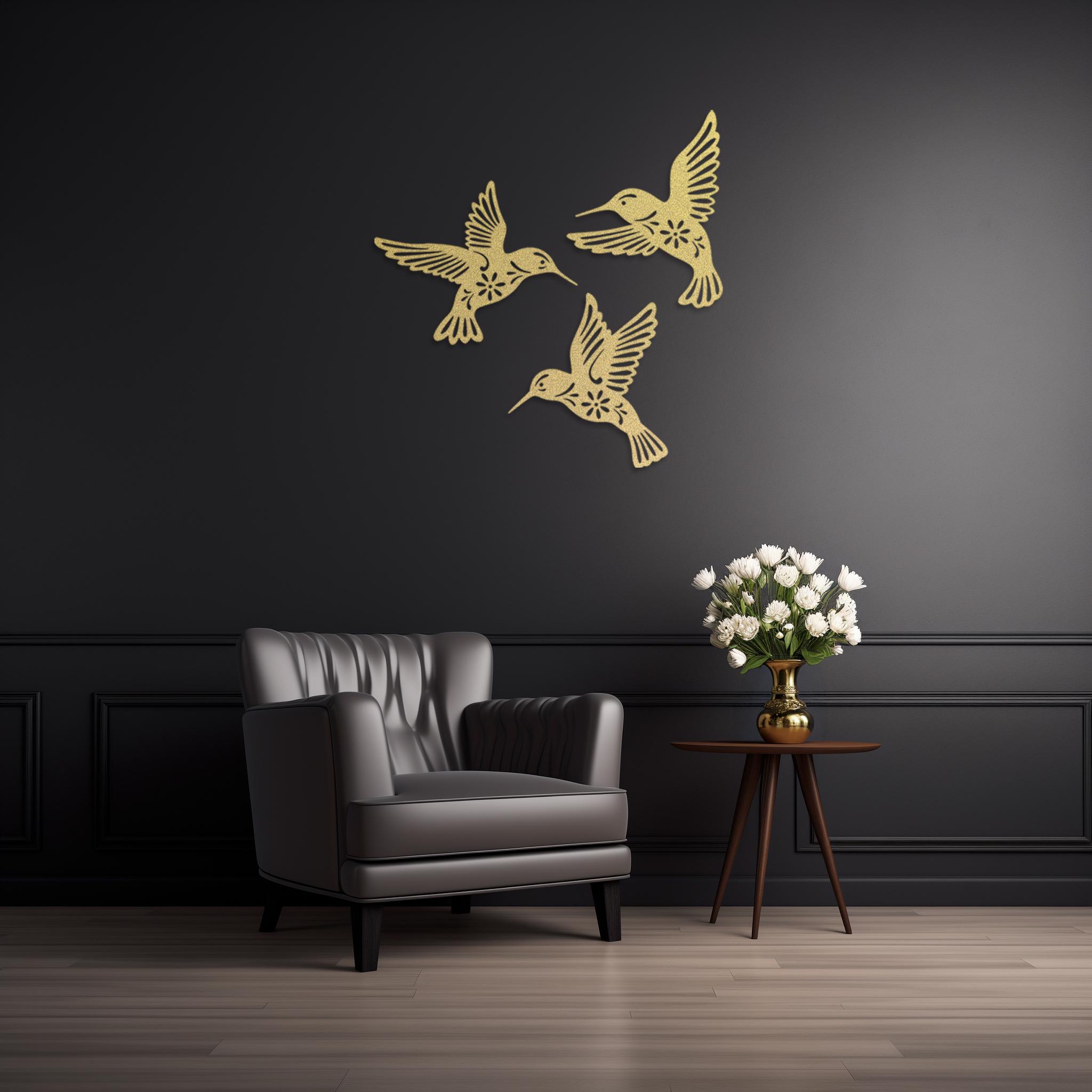 Lot De 4 Mouettes En Aluminium - Décoration Murale Art Déco - Argent