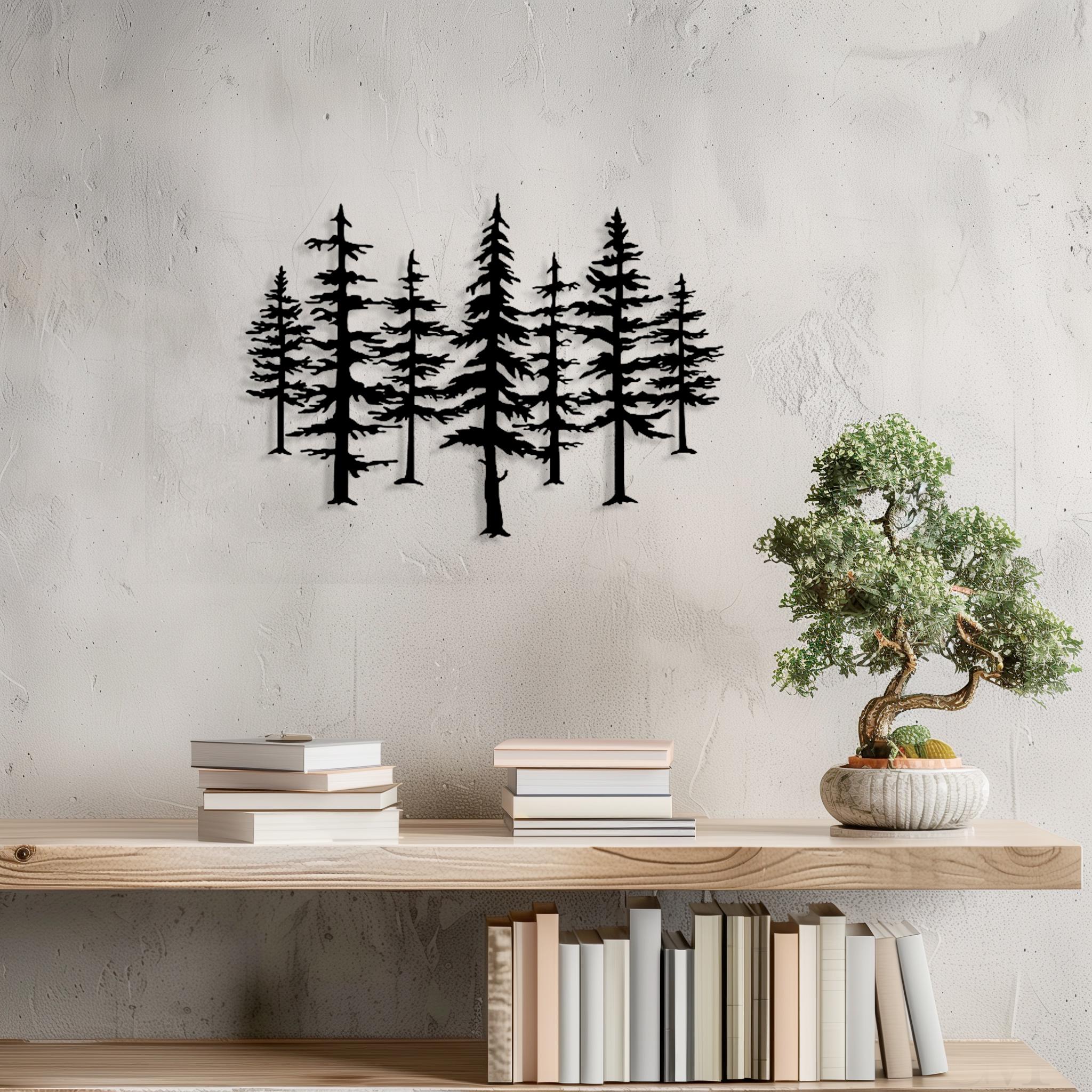 Set of 7 Trees Metal Wall Art • Tree Sculpture Steel Sign • Decorative ...