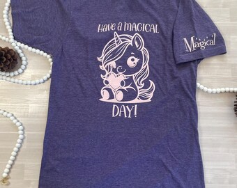 Purple Unicorn T-shirt – Have a Magical Day, Screen Printed Tee