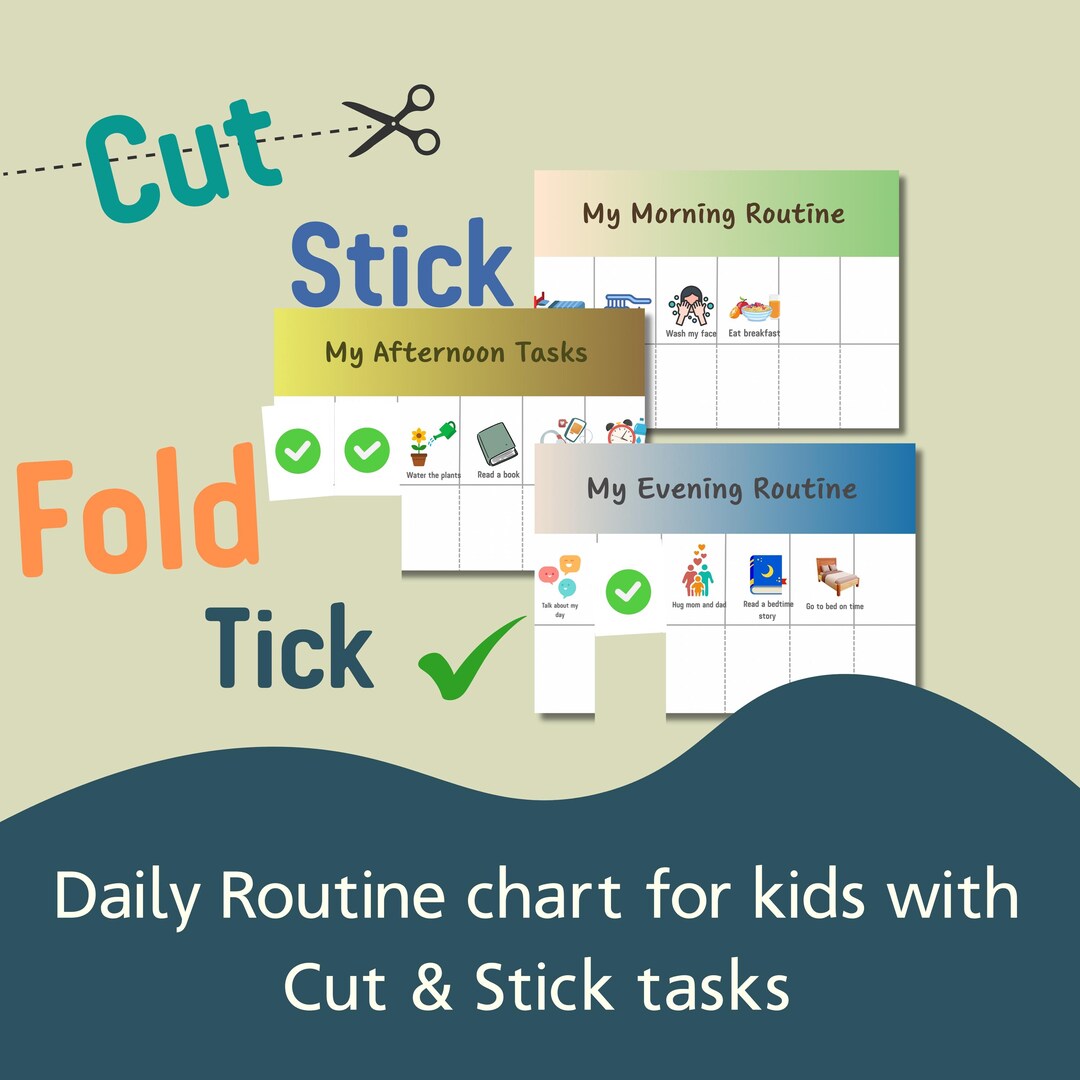 Kids Routine Draft Printable Kids Daily Routine Chart With Cut & Stick Actions – Morning ...