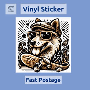 Dog Sticker Idea Canine Skate Look Dog Vinyl Sticker Laptop Personalisation Car Sticker Dog Skate Sunglasses Sticker Water Bottle Vinyl