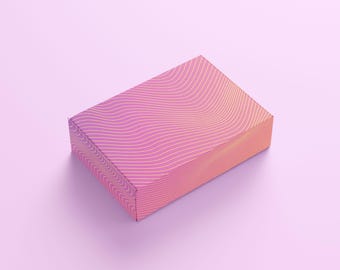 サンセットオンブレのメーラーボックステンプレート | 印刷可能な配送ボックスデザイン | 編集可能なCanva PDF | 小規模ビジネス向けパッケージ 7x5x3