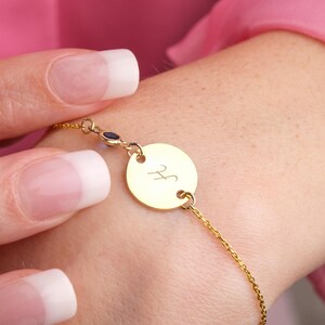 Custom Birthstone Letter Bracelet, Personalized Name Jewelry, Dainty Birthstone Bracelet, Stylish Gift for Mother’s Day, Birthday Gift