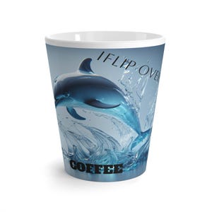 Whimsical Dolphin Latte Mug, Coffee Lover, Funny Mug, Gift for Coffee Drinker, Ocean Theme Mug, Morning Coffee Cup