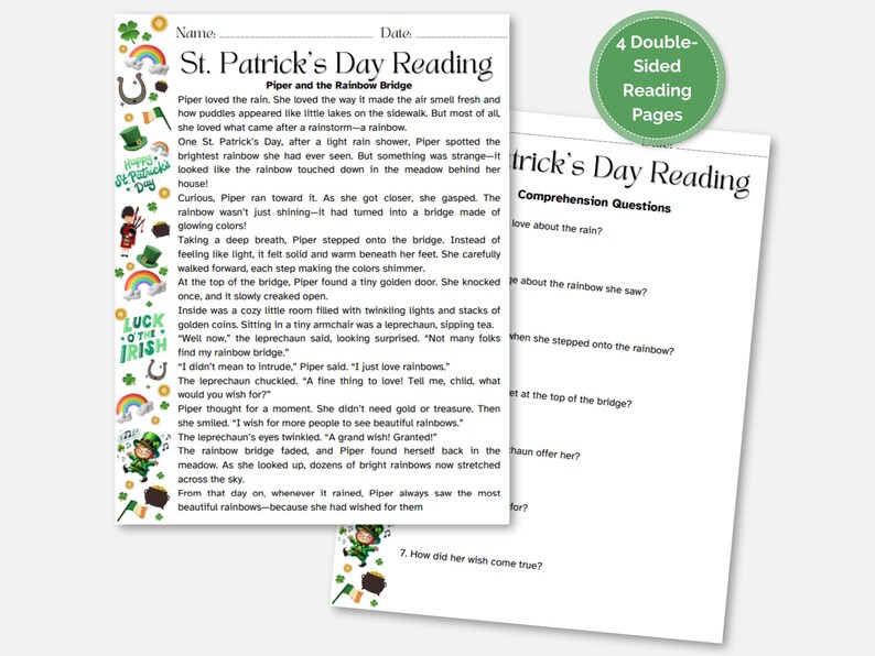 St Patricks Day Classroom Worksheet Bundle, Elementary Grades 2 - 4 ...