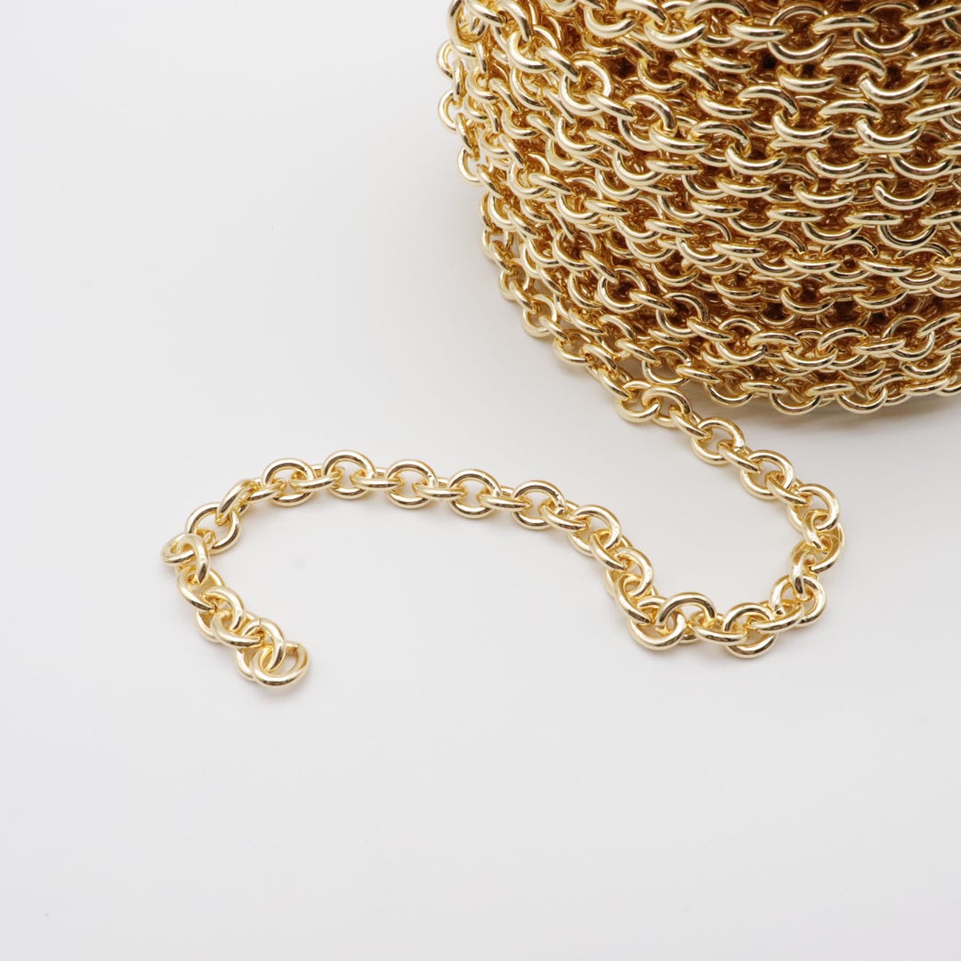 Gold Round Cable Chain by the Foot | 6.5mm Width | JGPT Japanese Gold ...