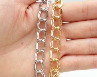 Double Curb Chain with Japanese Gold Plating – Heavy Duty Openable Links for Jewelry Making