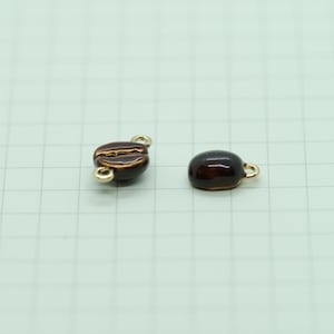 2 Pcs Coffee Bean Charm - Brown/G, Perfect for Coffee-Themed Jewelry Design