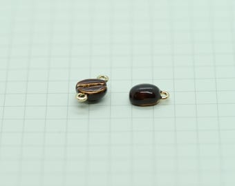 2 Stk 3D Kaffeebohne Anhänger: Braunes Schmuck Design (9 x 6 mm)