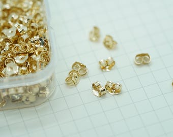 Cierres de aretes chapados en oro de 14 kt: Artículos de joyería hipoalergénicos - Fabricados en EE. UU. (10 unidades)
