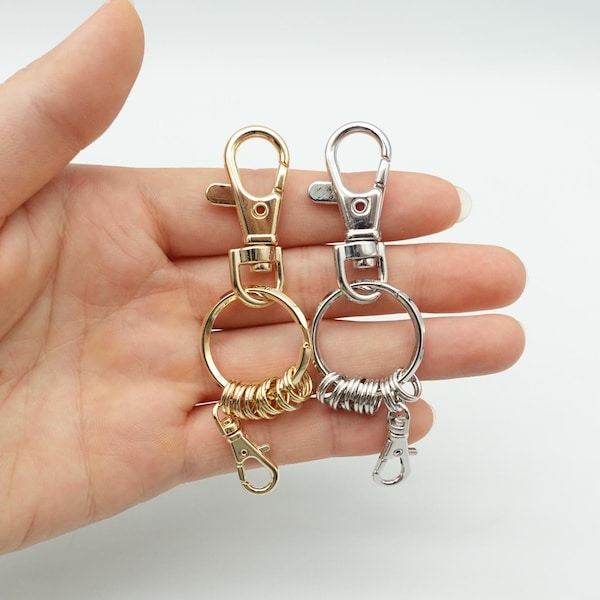Conjunto de ferragens para chaveiro - Argola para chaveiro com fecho lagosta e argola dupla para vários pingentes
