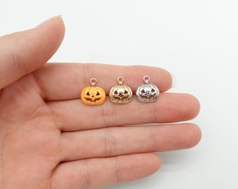 Enamel Halloween Pumpkin Charm: Jack O'Lantern Jewelry Supply