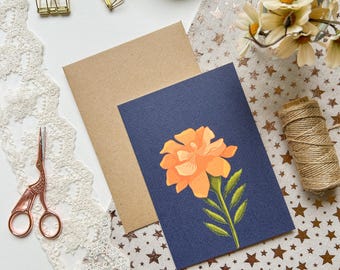 Cartão de felicitações Marigold com envelope marrom Kraft (em branco por dentro)