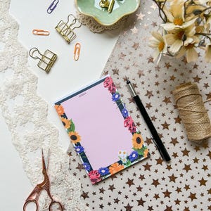Vibrant Florals Memo Notepad, Floral Stationery, Student desk organiser notepad, Office Stationery, Christmas gift for Stationery lover