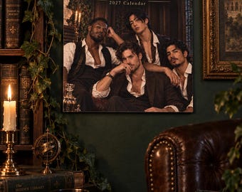 2027 Dark Academia Men Calendar, Midnight Scholars Romantic Wall Calendar